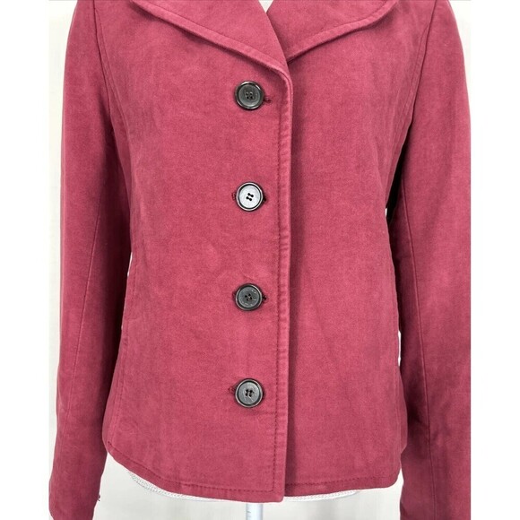 Ann Taylor Red Burgundy Cotton Button Down Blazer Jacket Size 0 - Picture 11 of 12